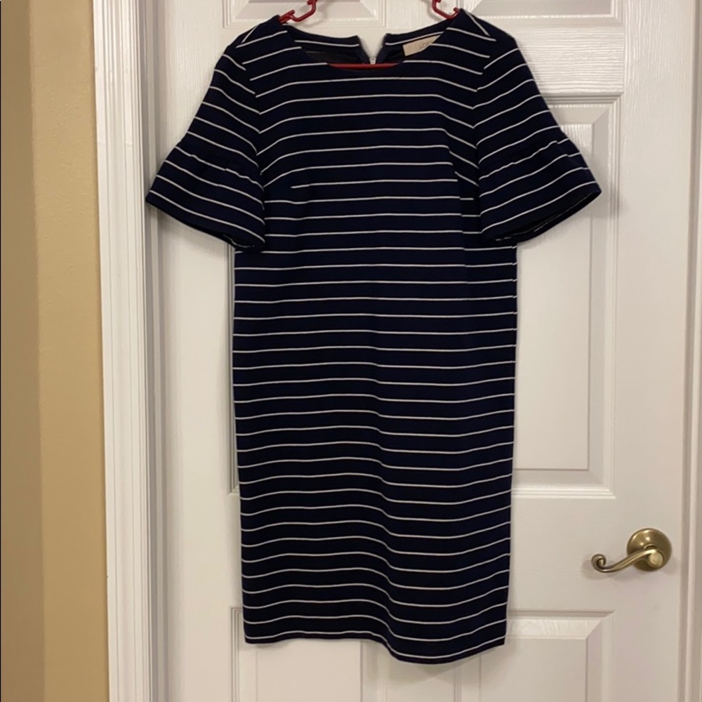 Loft Navy stripe shift dress